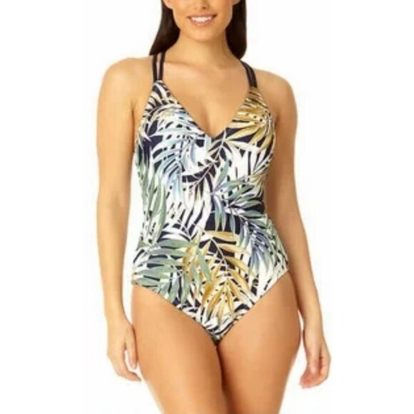 NWT Hurley Sz Large Women One-Piece UPF 50+ 4-Way Stretch Swimsuit Green #J12-1‎ - Picture 1 of 13